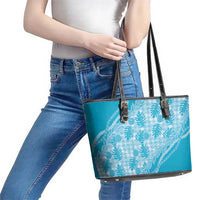 Hawaii Breadfruit Palaka Leather Tote Bag Polu Maile Lei - Polynesian Pride