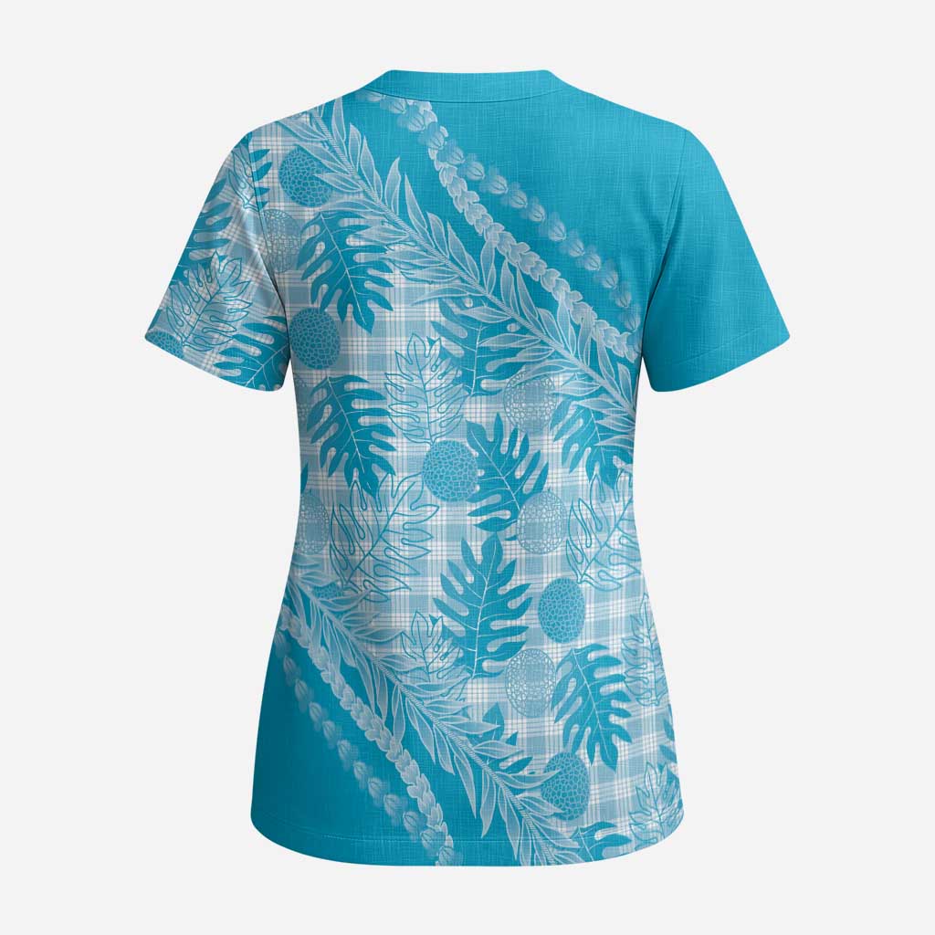 Hawaii Breadfruit Palaka Scrub Top Polu Maile Lei LT9 - Polynesian Pride