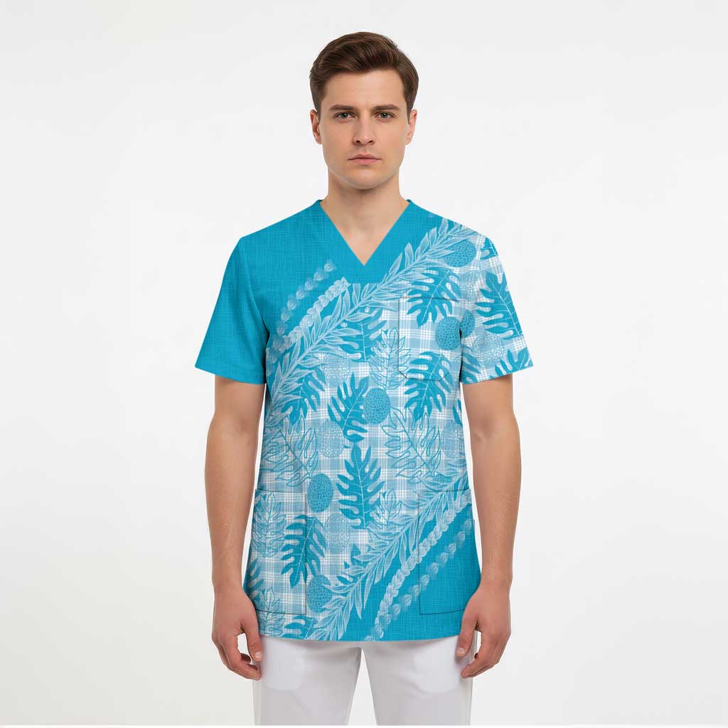 Hawaii Breadfruit Palaka Scrub Top Polu Maile Lei LT9 - Polynesian Pride