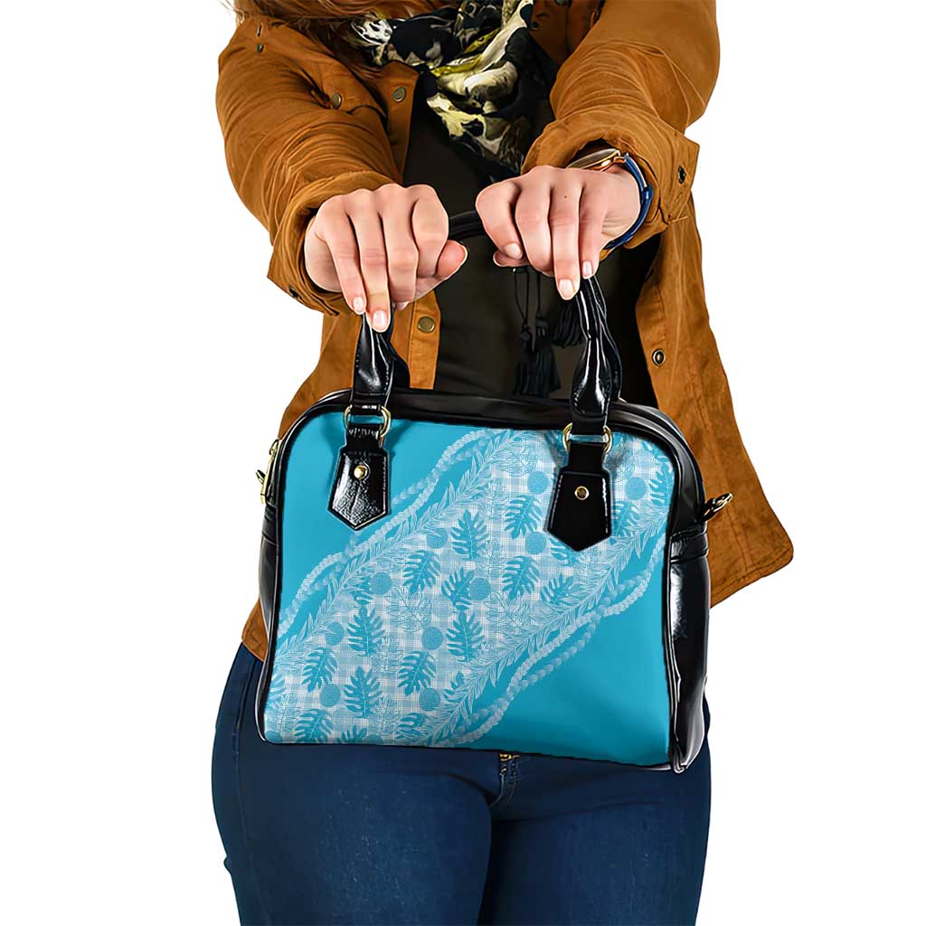 Hawaii Breadfruit Palaka Shoulder Handbag Polu Maile Lei LT9 One Size Blue - Polynesian Pride