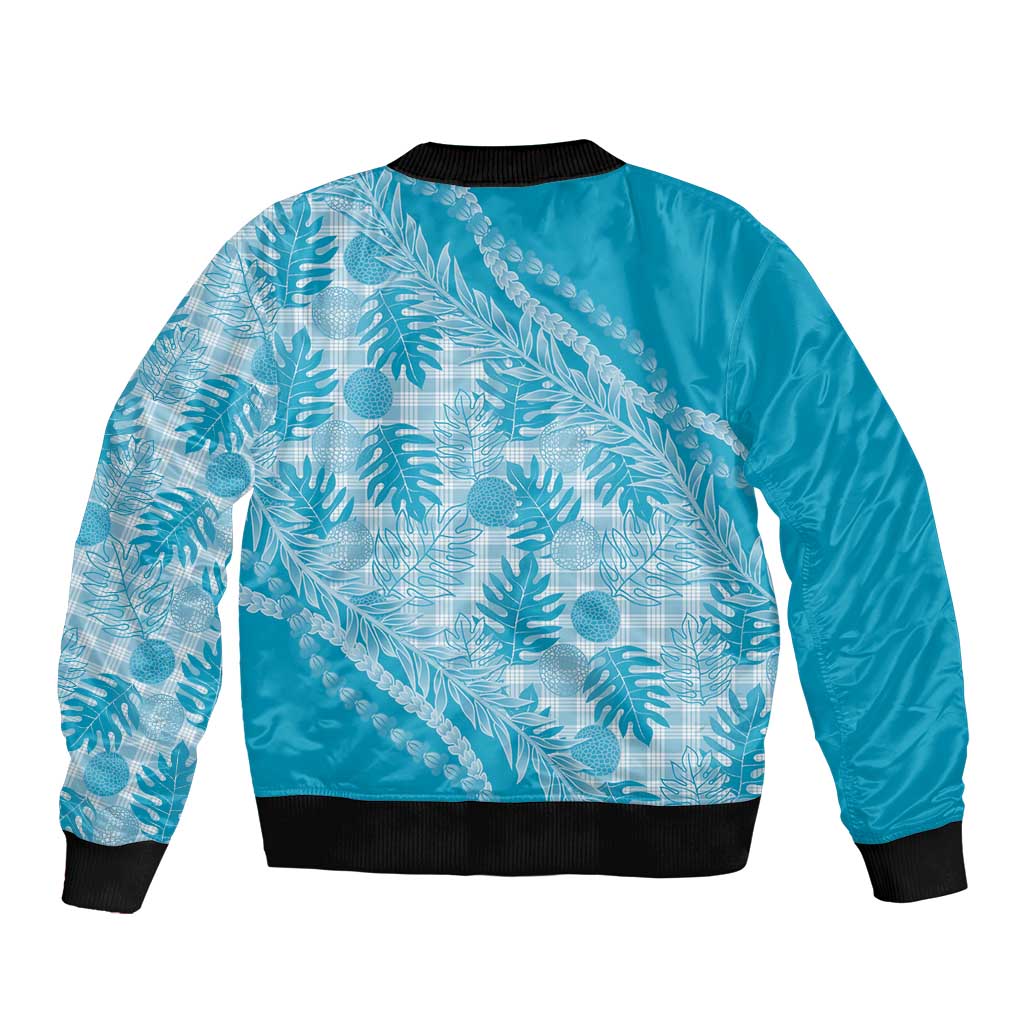 Hawaii Breadfruit Palaka Sleeve Zip Bomber Jacket Polu Maile Lei - Polynesian Pride