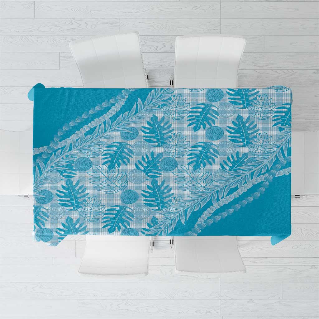 Hawaii Breadfruit Palaka Tablecloth Polu Maile Lei LT9 Blue - Polynesian Pride