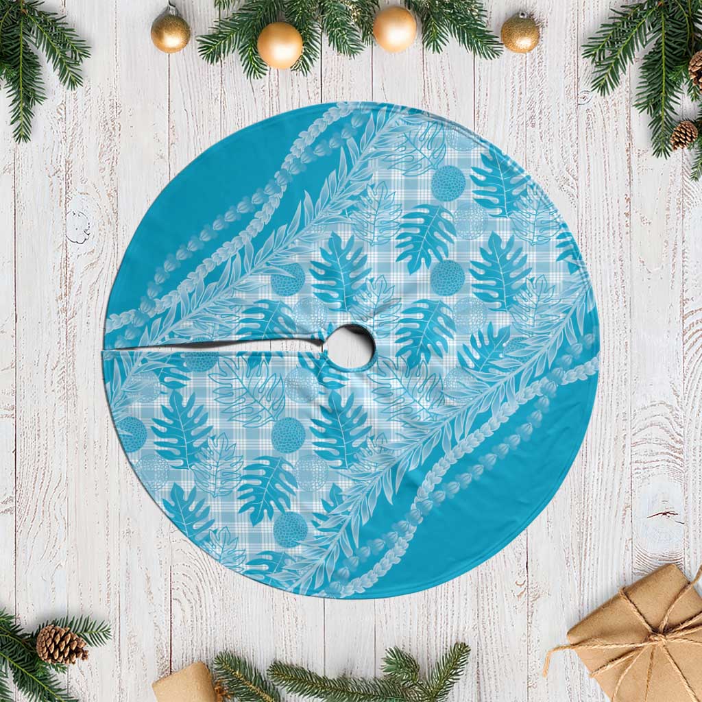 Hawaii Breadfruit Palaka Tree Skirt Polu Maile Lei LT9 Casual Blue - Polynesian Pride