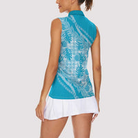 Hawaii Breadfruit Palaka Women Sleeveless Polo Shirt Polu Maile Lei - Polynesian Pride