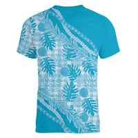 Hawaii Breadfruit Palaka Women V-Neck T-Shirt Polu Maile Lei LT9 - Polynesian Pride