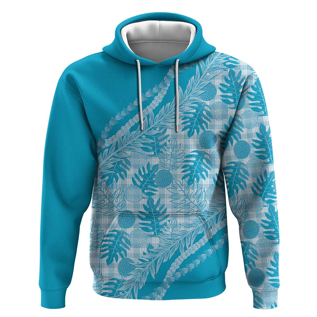 Hawaii Breadfruit Palaka Zip Hoodie Polu Maile Lei LT9 Pullover Hoodie Blue - Polynesian Pride