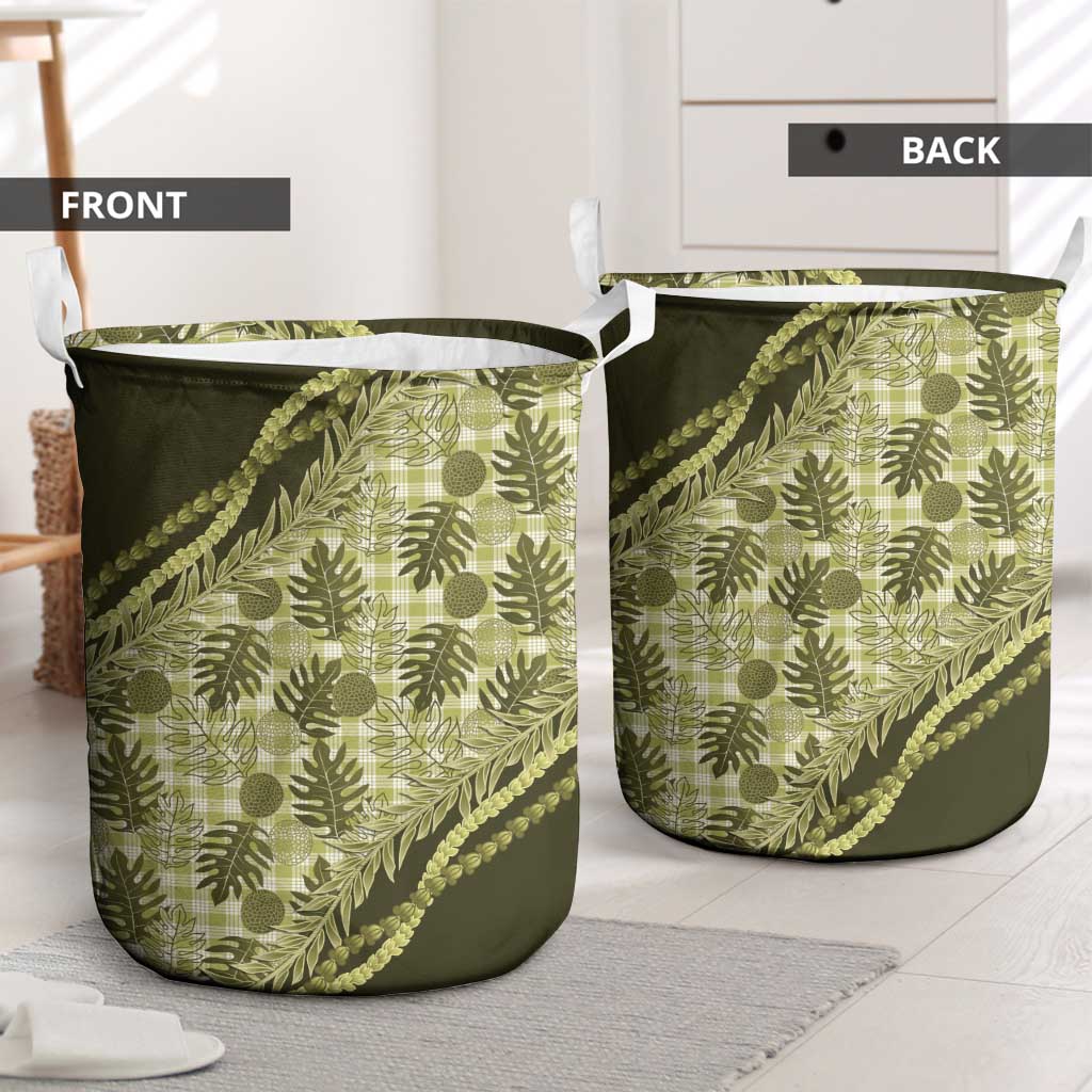 Hawaii Breadfruit Palaka Laundry Basket Omaomao Maile Lei LT9 - Polynesian Pride