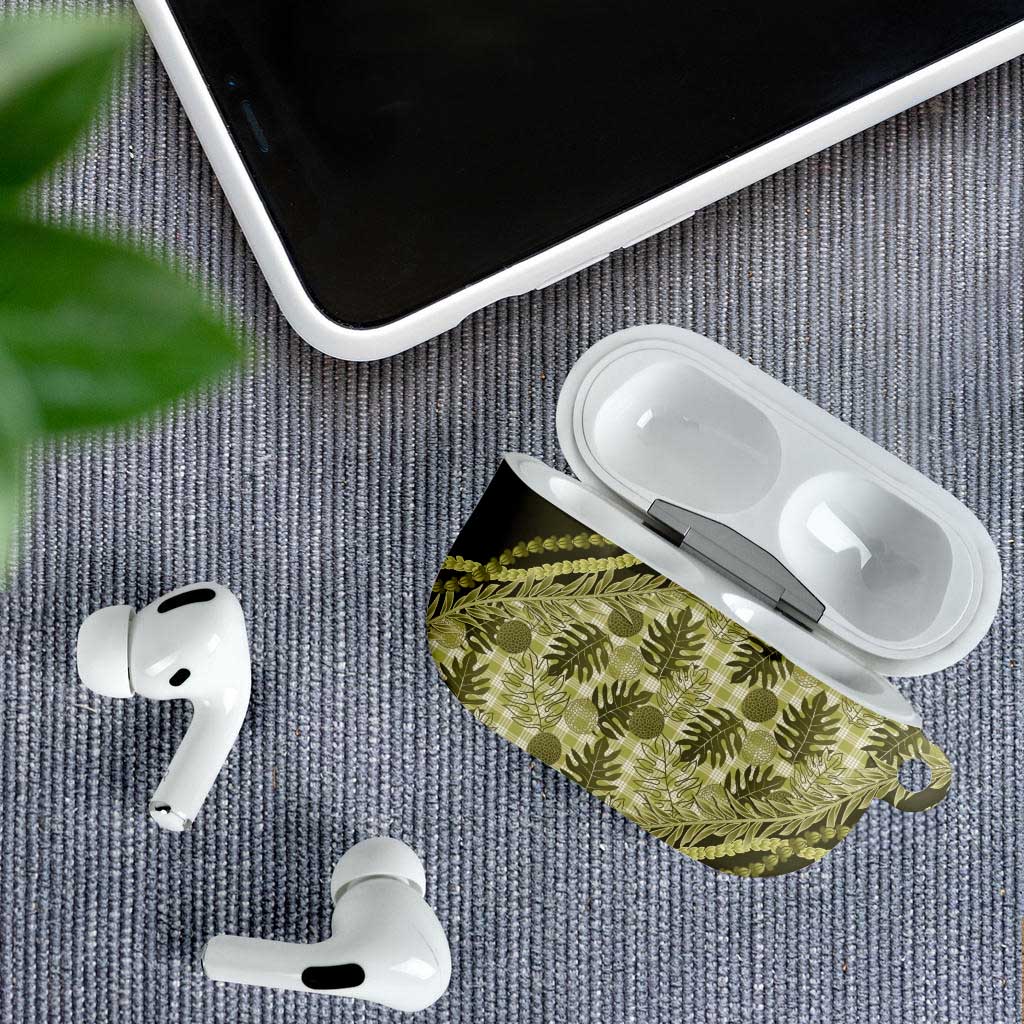 Hawaii Breadfruit Palaka AirPods Case Omaomao Maile Lei - Polynesian Pride
