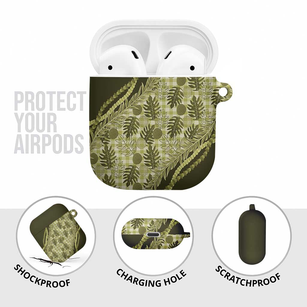 Hawaii Breadfruit Palaka AirPods Case Omaomao Maile Lei - Polynesian Pride