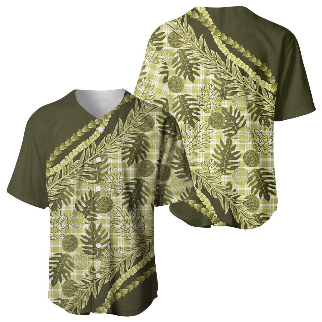 Hawaii Breadfruit Palaka Baseball Jersey Omaomao Maile Lei LT9 - Polynesian Pride