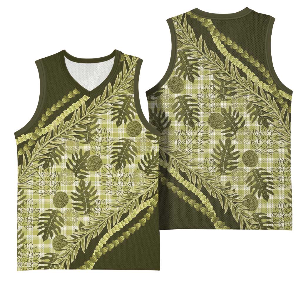 Hawaii Breadfruit Palaka Basketball Jersey Omaomao Maile Lei LT9 - Polynesian Pride