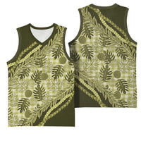 Hawaii Breadfruit Palaka Basketball Jersey Omaomao Maile Lei LT9 - Polynesian Pride