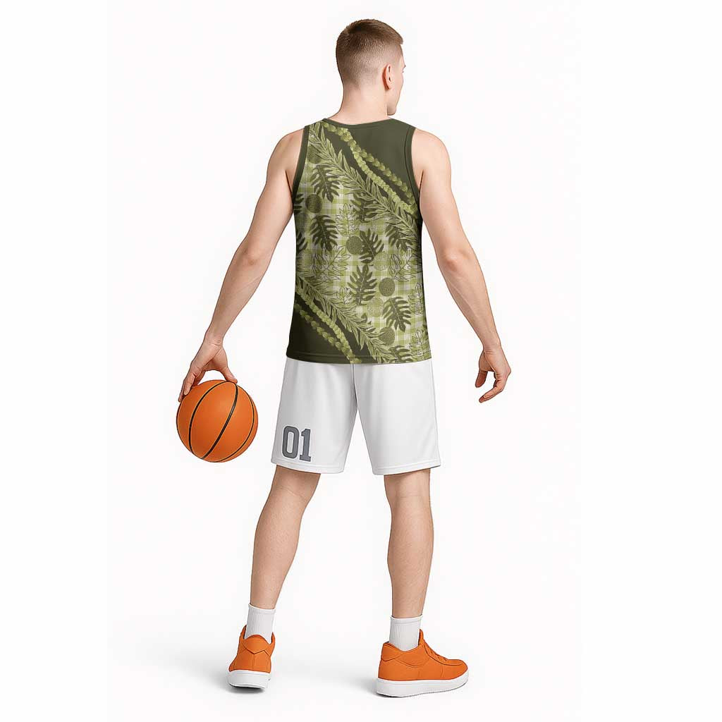 Hawaii Breadfruit Palaka Basketball Jersey Omaomao Maile Lei LT9 - Polynesian Pride