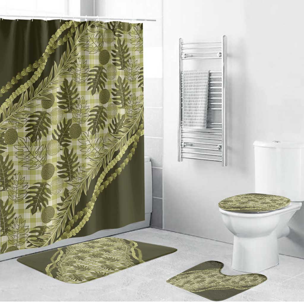 Hawaii Breadfruit Palaka Bathroom Set Omaomao Maile Lei - Polynesian Pride