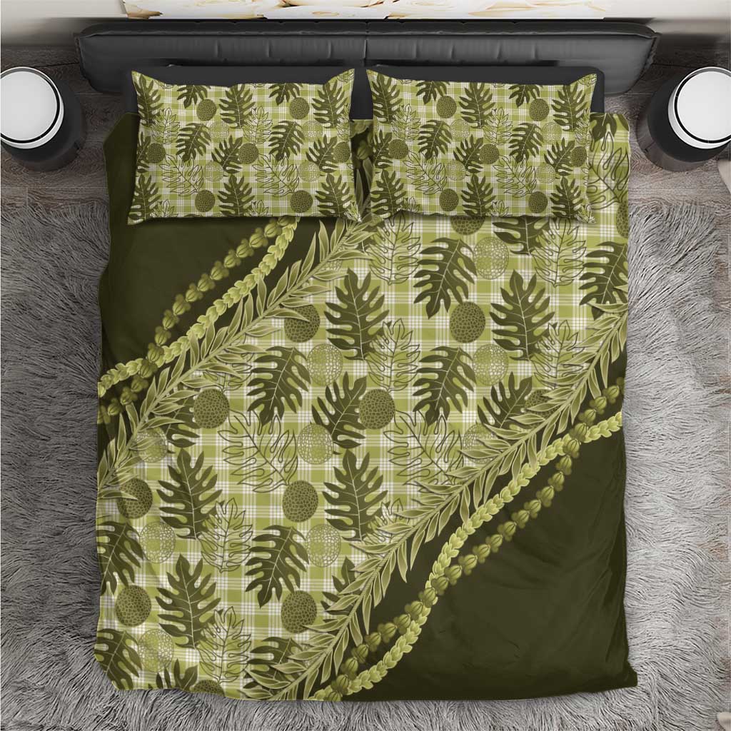 Hawaii Breadfruit Palaka Bedding Set Omaomao Maile Lei - Polynesian Pride