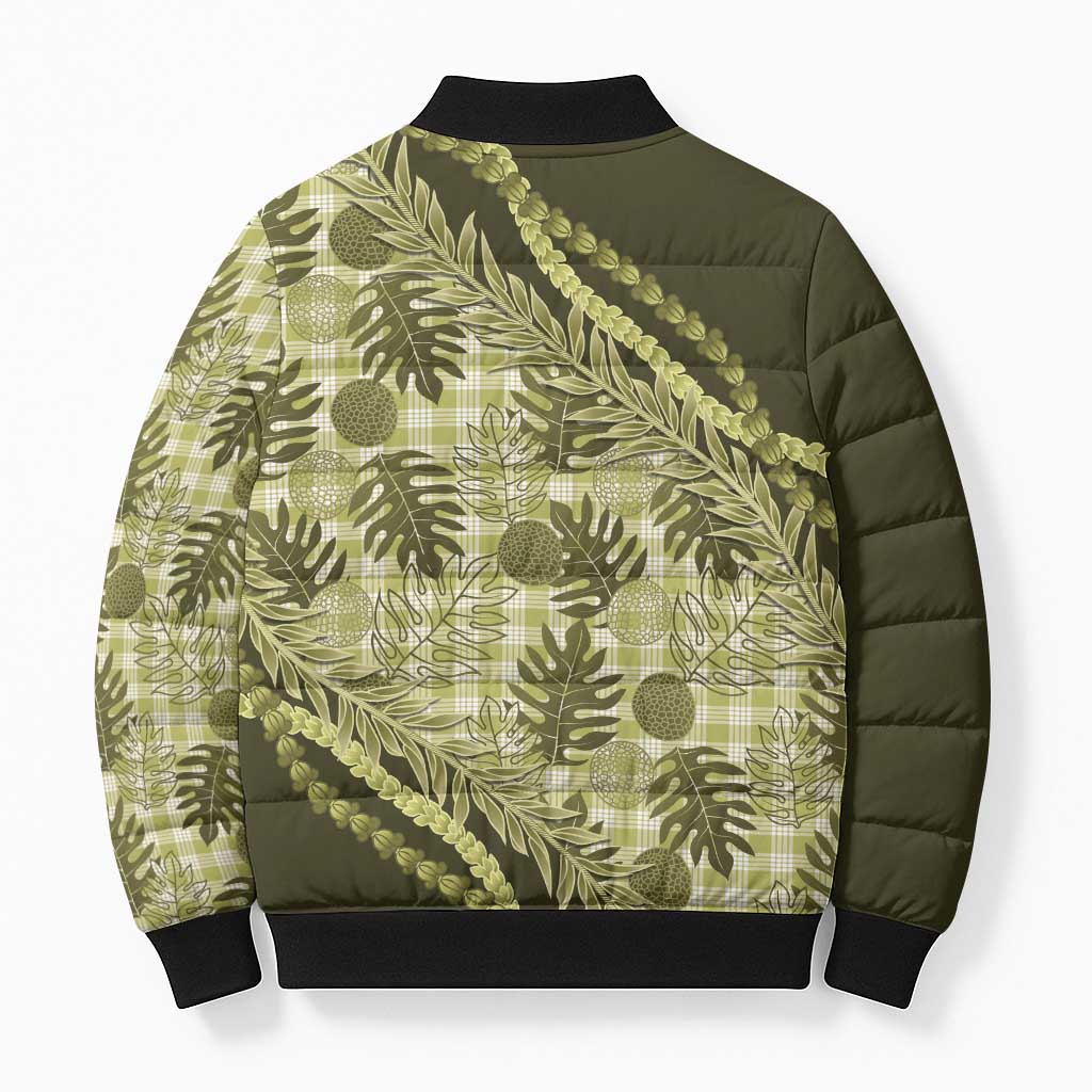 Hawaii Breadfruit Palaka Bomber Puffer Jacket Omaomao Maile Lei LT9 - Polynesian Pride