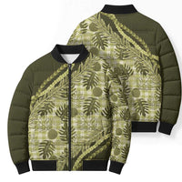 Hawaii Breadfruit Palaka Bomber Puffer Jacket Omaomao Maile Lei LT9 - Polynesian Pride