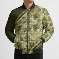 Hawaii Breadfruit Palaka Bomber Puffer Jacket Omaomao Maile Lei LT9 - Polynesian Pride