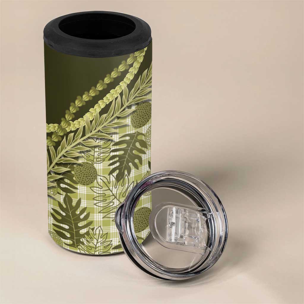 Hawaii Breadfruit Palaka 4 in 1 Can Cooler Tumbler Omaomao Maile Lei - Polynesian Pride