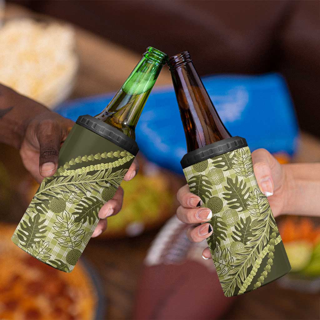 Hawaii Breadfruit Palaka 4 in 1 Can Cooler Tumbler Omaomao Maile Lei - Polynesian Pride