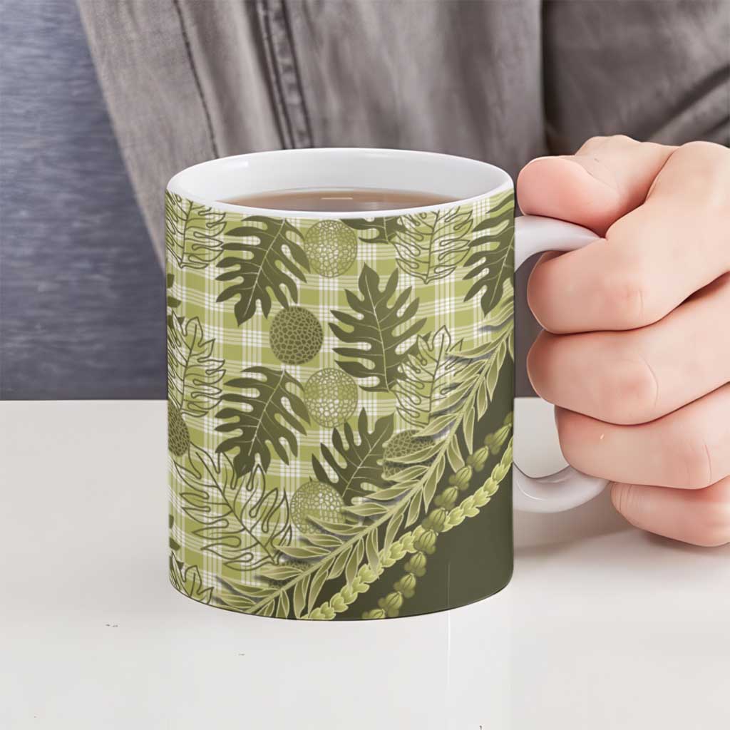 Hawaii Breadfruit Palaka Ceramic Mug Omaomao Maile Lei LT9 - Polynesian Pride