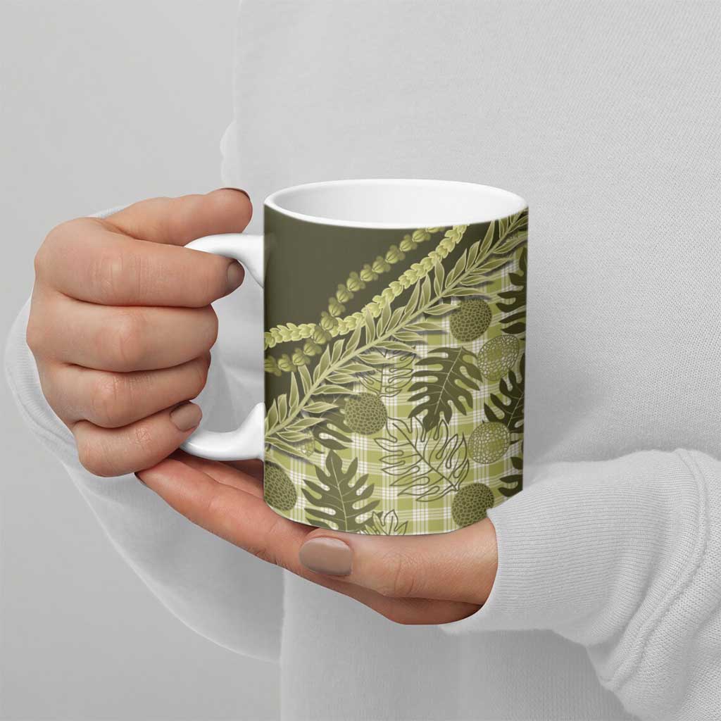 Hawaii Breadfruit Palaka Ceramic Mug Omaomao Maile Lei LT9 - Polynesian Pride