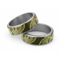 Hawaii Breadfruit Palaka Classic Ring Omaomao Maile Lei LT9 Sliver Green - Polynesian Pride