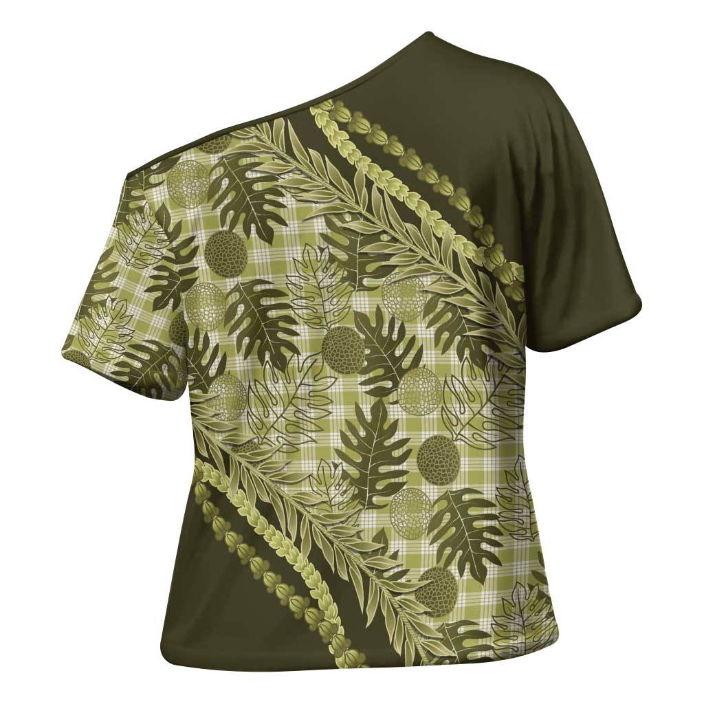 Hawaii Breadfruit Palaka Cross Shoulder Shirt Omaomao Maile Lei LT9 - Polynesian Pride
