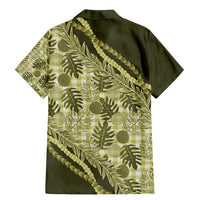Hawaii Breadfruit Palaka Family Matching Mermaid Dress and Hawaiian Shirt Omaomao Maile Lei - Polynesian Pride