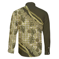 Hawaii Breadfruit Palaka Family Matching Off Shoulder Maxi Dress and Hawaiian Shirt Omaomao Maile Lei - Polynesian Pride