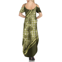 Hawaii Breadfruit Palaka Family Matching Summer Maxi Dress and Hawaiian Shirt Omaomao Maile Lei - Polynesian Pride