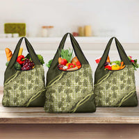 Hawaii Breadfruit Palaka Grocery Bag Omaomao Maile Lei - Polynesian Pride