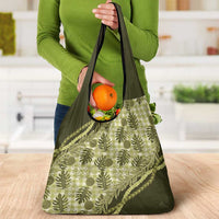 Hawaii Breadfruit Palaka Grocery Bag Omaomao Maile Lei - Polynesian Pride