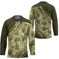 Hawaii Breadfruit Palaka Hockey Jersey Omaomao Maile Lei - Polynesian Pride