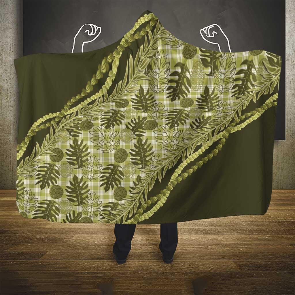 Hawaii Breadfruit Palaka Hooded Blanket Omaomao Maile Lei LT9 - Polynesian Pride
