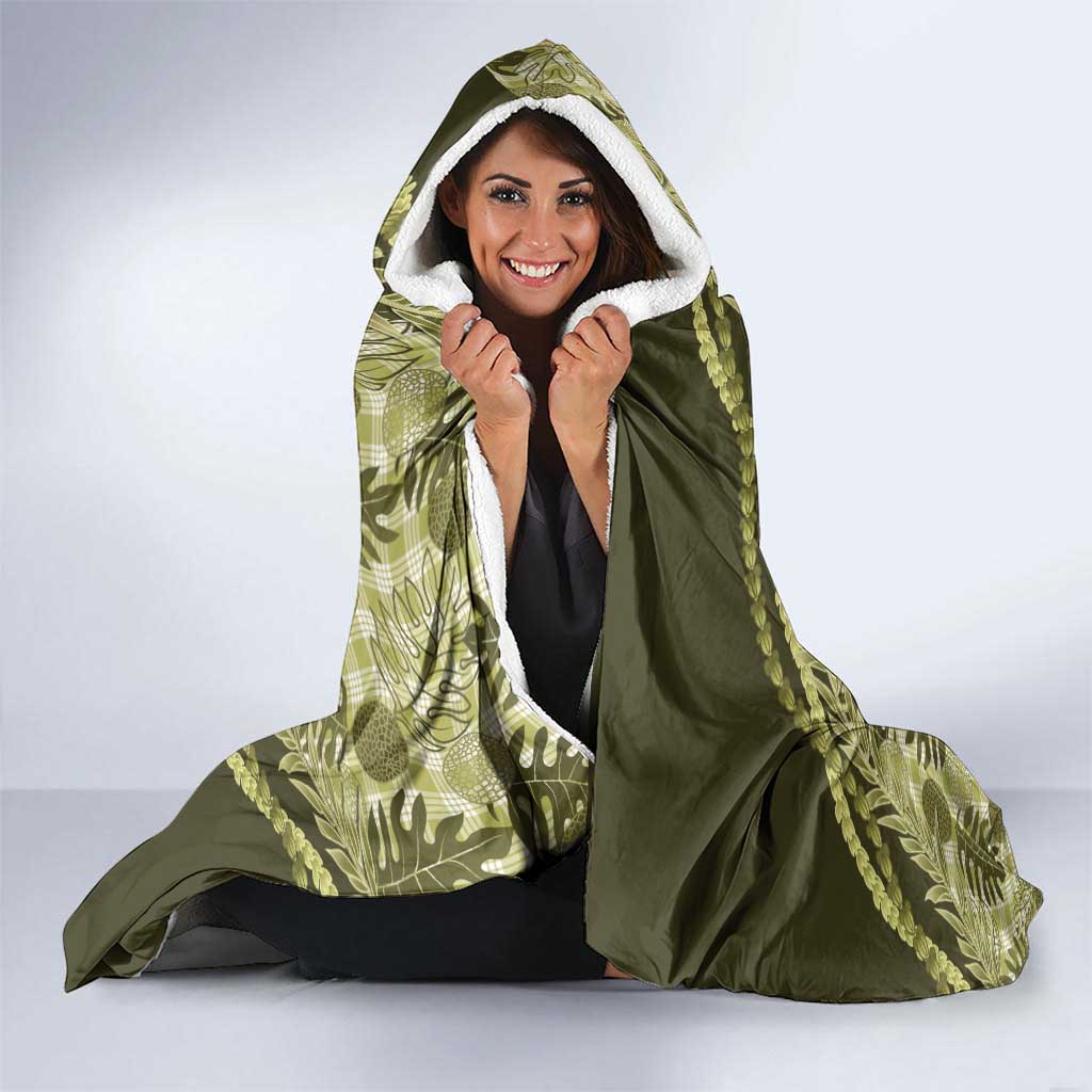 Hawaii Breadfruit Palaka Hooded Blanket Omaomao Maile Lei LT9 - Polynesian Pride
