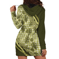 Hawaii Breadfruit Palaka Hoodie Dress Omaomao Maile Lei - Polynesian Pride