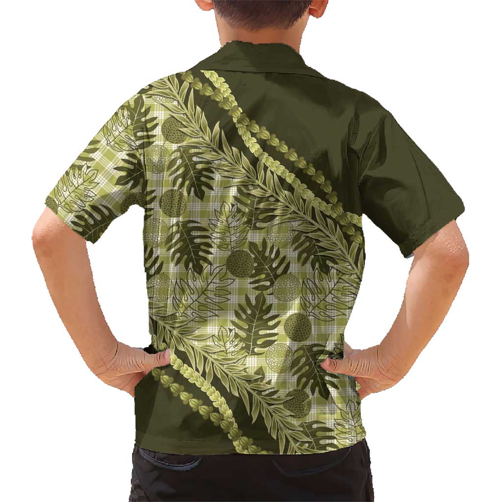 Hawaii Breadfruit Palaka Kid Hawaiian Shirt Omaomao Maile Lei LT9 - Polynesian Pride