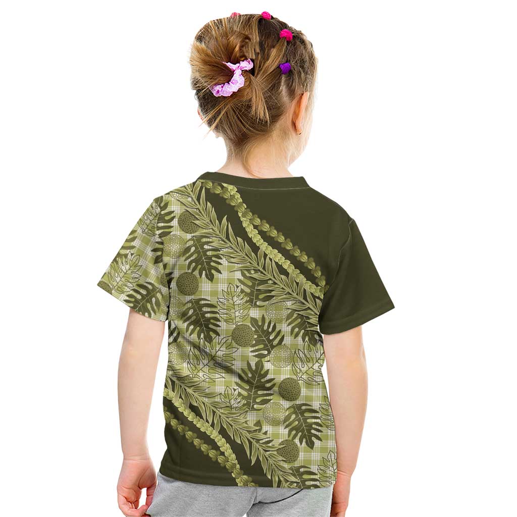 Hawaii Breadfruit Palaka Kid T Shirt Omaomao Maile Lei LT9 - Polynesian Pride