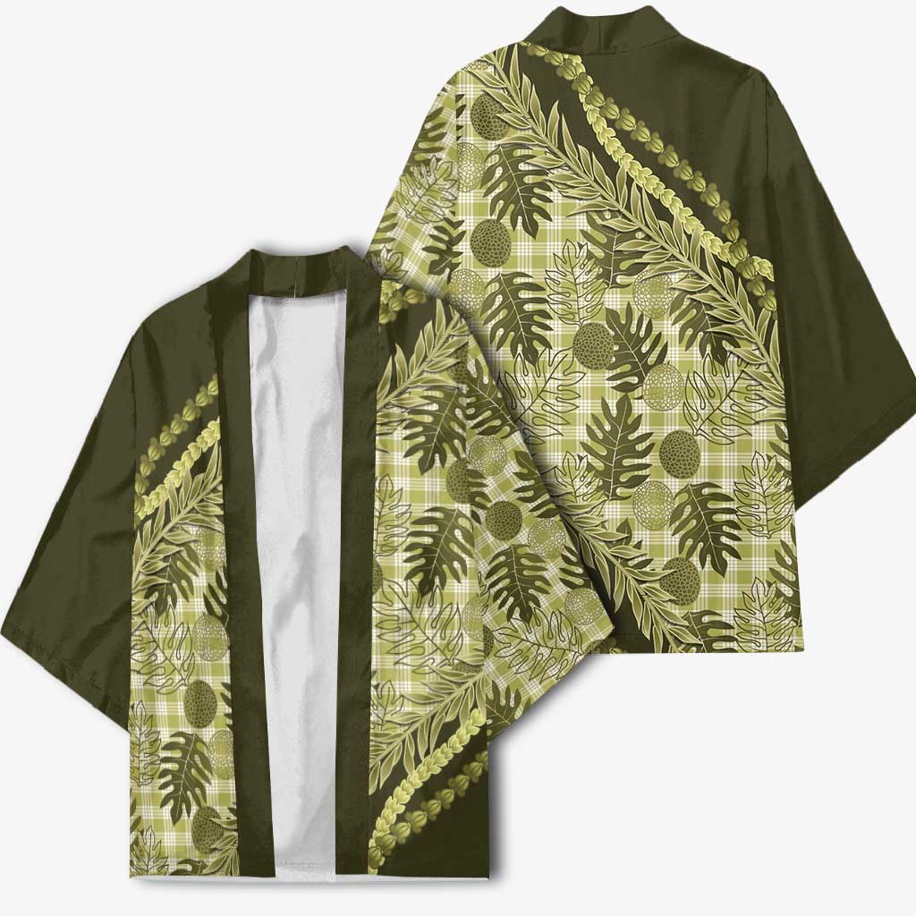 Hawaii Breadfruit Palaka Kimono Omaomao Maile Lei - Polynesian Pride