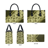 Hawaii Breadfruit Palaka Leather Bag Omaomao Maile Lei LT9 - Polynesian Pride