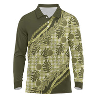 Hawaii Breadfruit Palaka Long Sleeve Polo Shirt Omaomao Maile Lei - Polynesian Pride