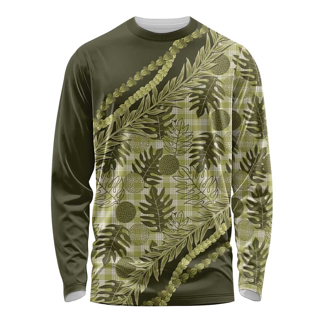 Hawaii Breadfruit Palaka Long Sleeve Shirt Omaomao Maile Lei LT9 Unisex Green - Polynesian Pride