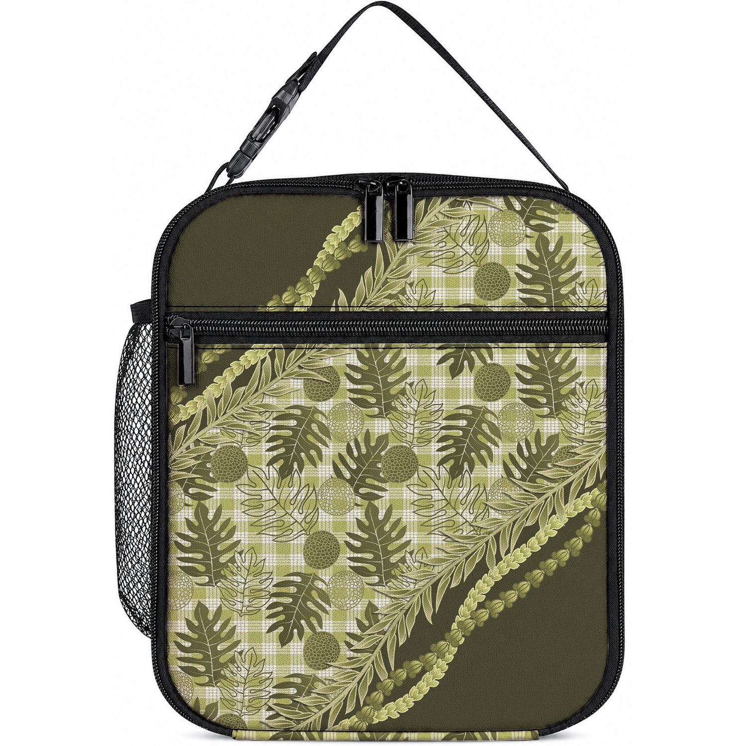 Hawaii Breadfruit Palaka Lunch Bag Omaomao Maile Lei