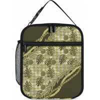 Hawaii Breadfruit Palaka Lunch Bag Omaomao Maile Lei LT9 10.2 × 8.3 × 4.3 inch Green - Polynesian Pride