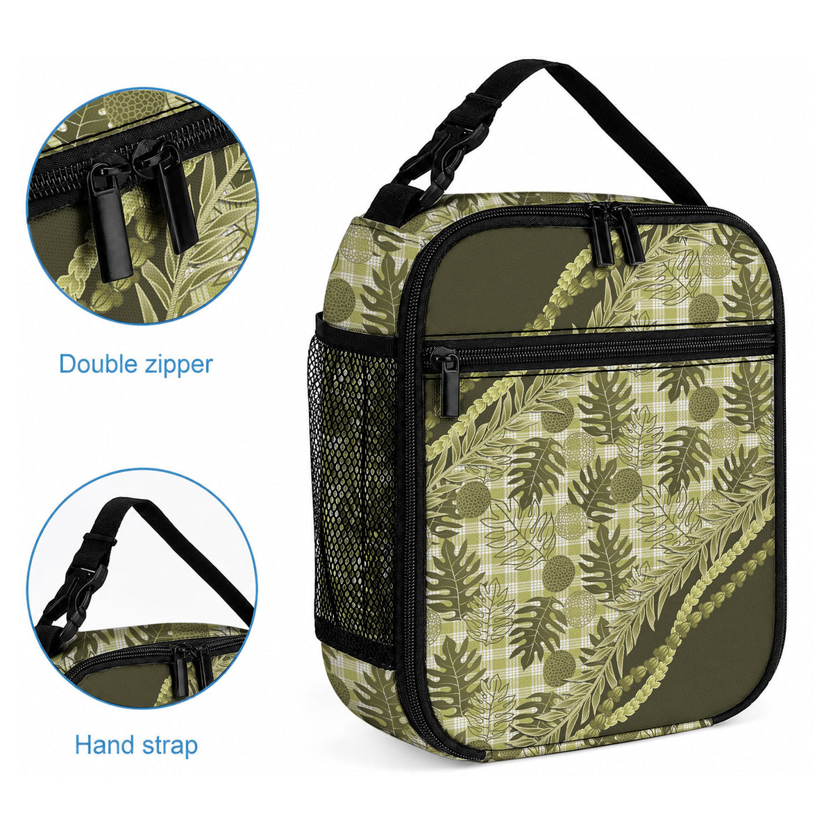 Hawaii Breadfruit Palaka Lunch Bag Omaomao Maile Lei LT9 - Polynesian Pride