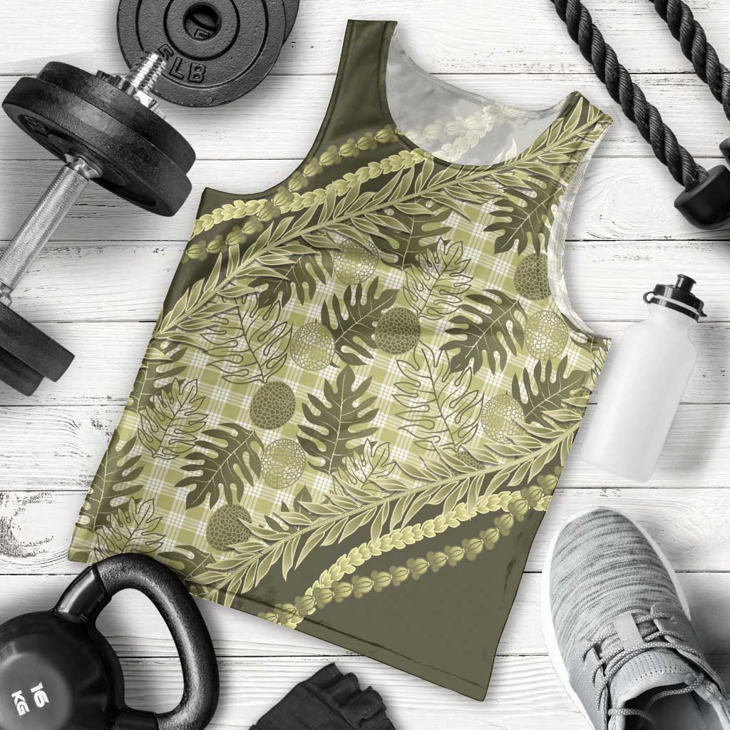 Hawaii Breadfruit Palaka Men Tank Top Omaomao Maile Lei LT9 - Polynesian Pride