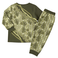 Hawaii Breadfruit Palaka Christmas Pajama Set Omaomao Maile Lei - Polynesian Pride