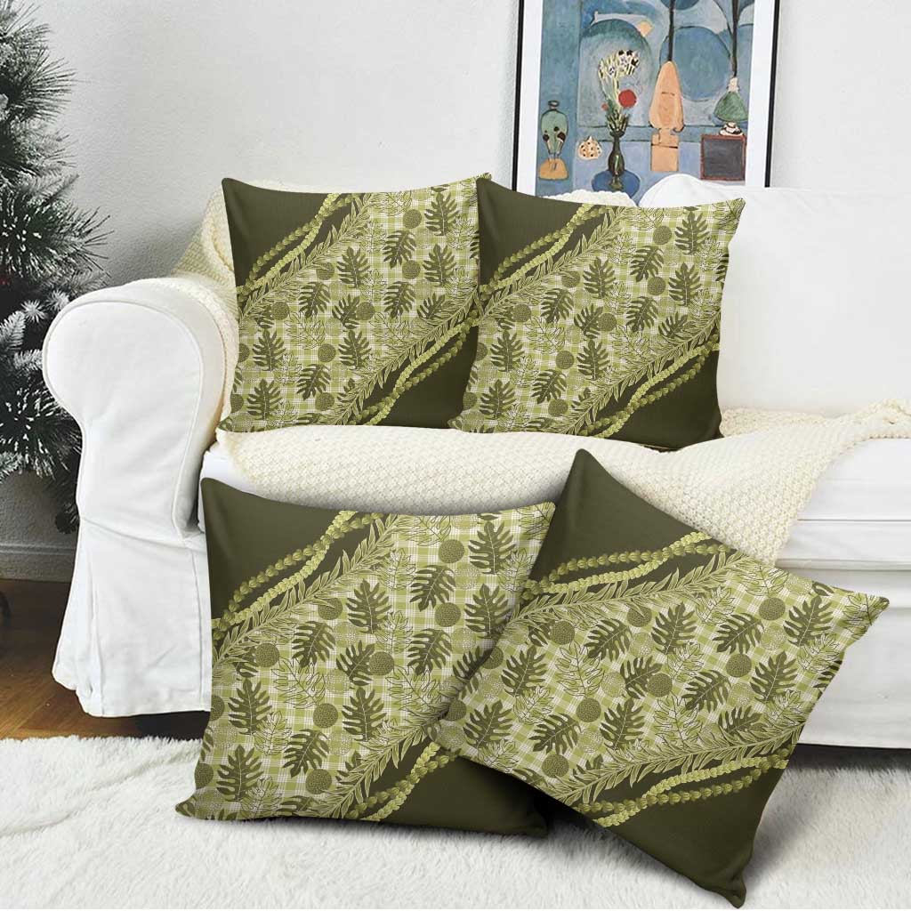 Hawaii Breadfruit Palaka Pillow Cover Omaomao Maile Lei - Polynesian Pride