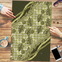 Hawaii Breadfruit Palaka Puzzle Omaomao Maile Lei LT9 Green - Polynesian Pride